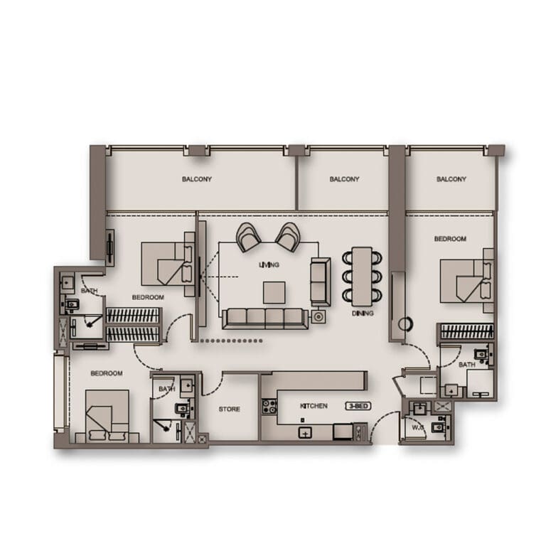 3 bedrooms Apartments